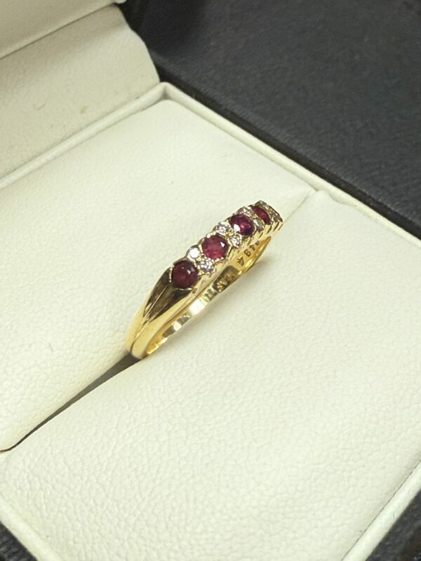 Ruby and diamond 18ct gold half eternity ring - Image 4