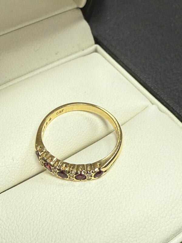 Ruby and diamond 18ct gold half eternity ring - Image 6