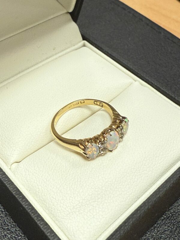 Antique 18ct gold opal and diamond ring - Image 7