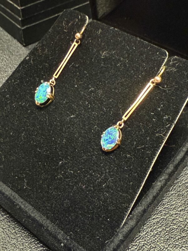 Antique 9ct gold and opal drop earrings - Image 2