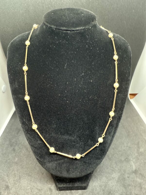 9ct gold and natural pearl bar necklace