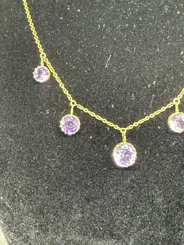 Victorian 9ct gold and amethyst drop necklace - Image 2