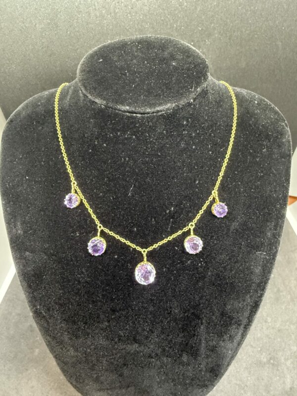 Victorian 9ct gold and amethyst drop necklace - Image 3