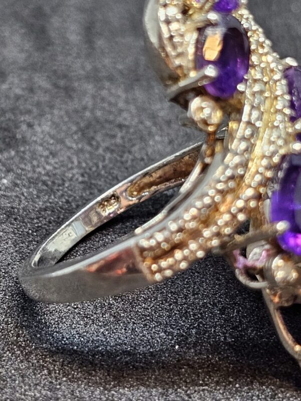 Amethyst Finger Wrap Silver Ring - Image 2