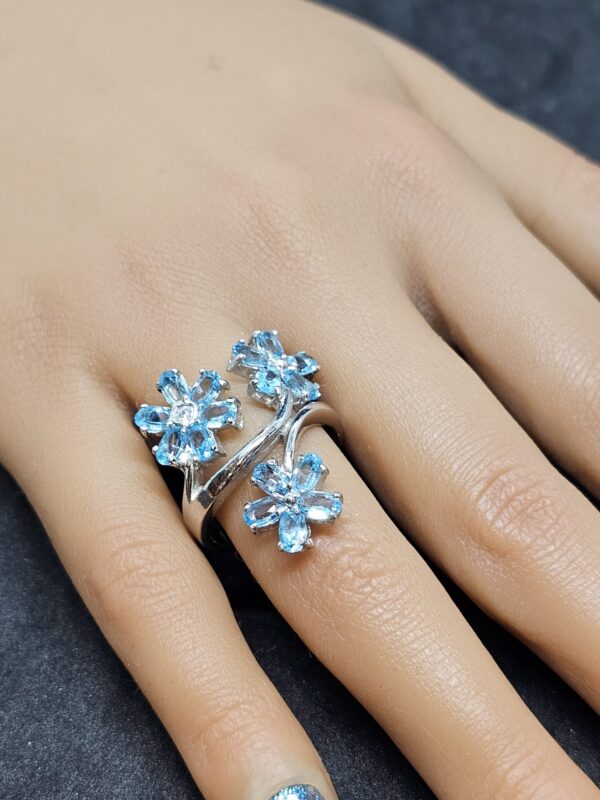 Blue Topaz Floral wrap Ring