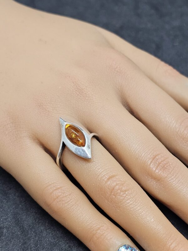 Amber Silver Ring