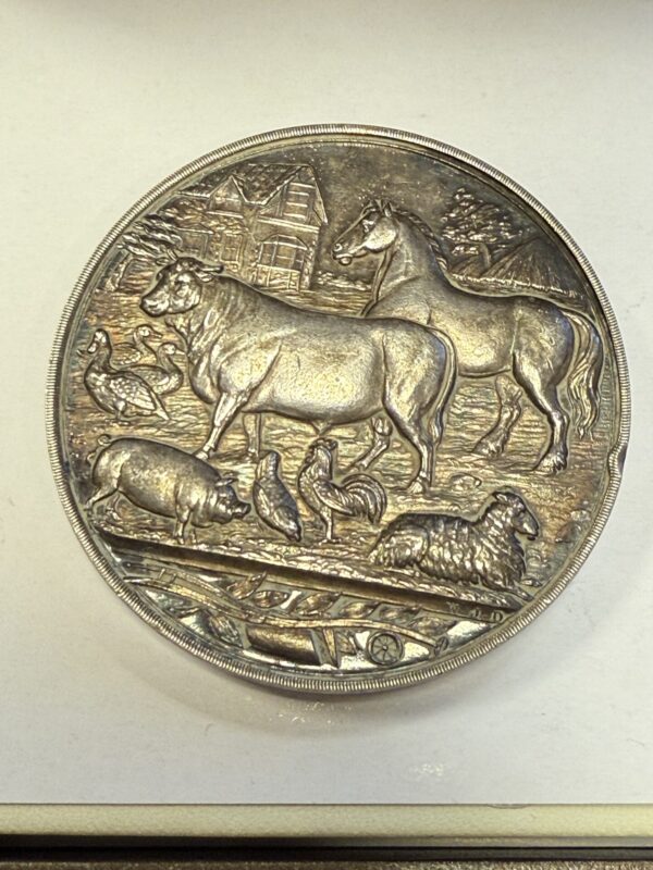 Solid silver agricultural society medal